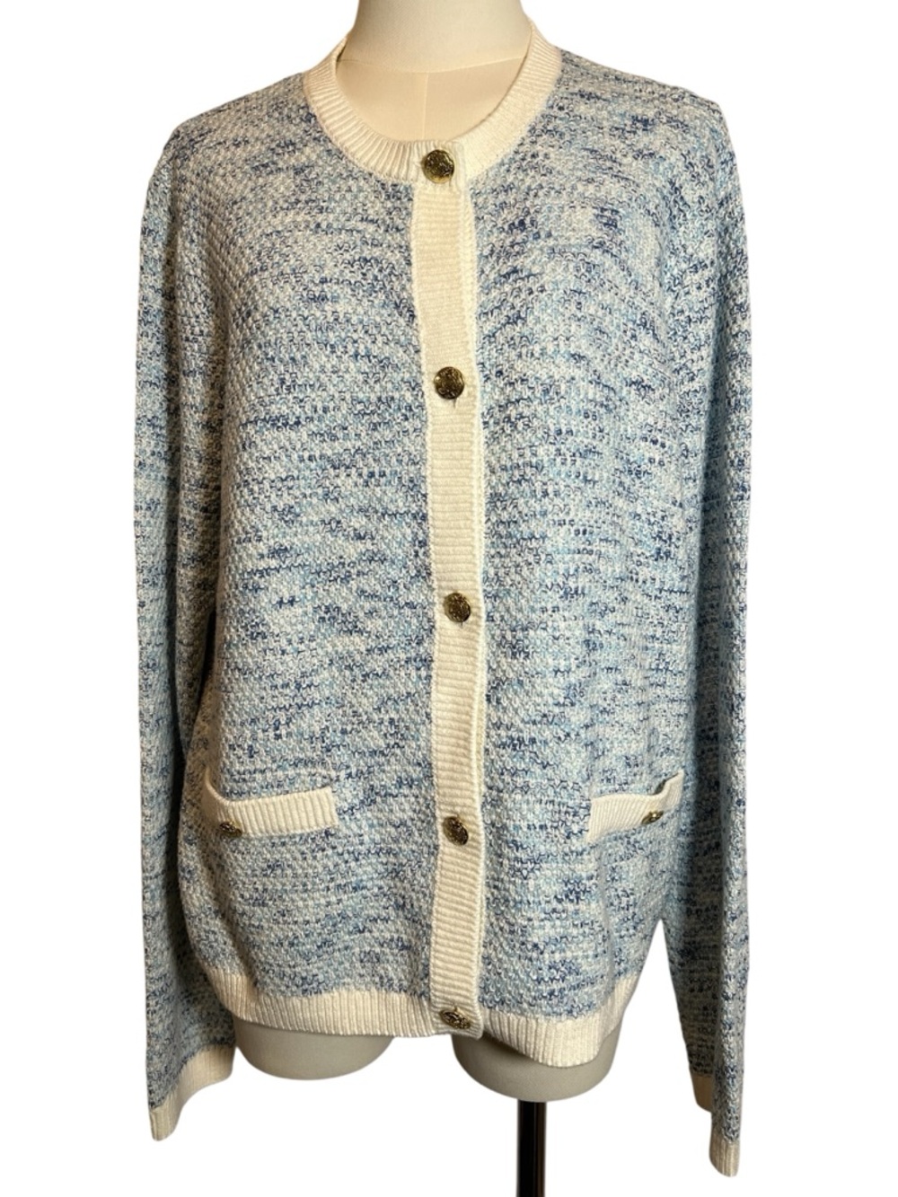 J. Crew Popcorn-stitch Lady Jacket Cardigan Structured Sweater Blue Size XL NWT